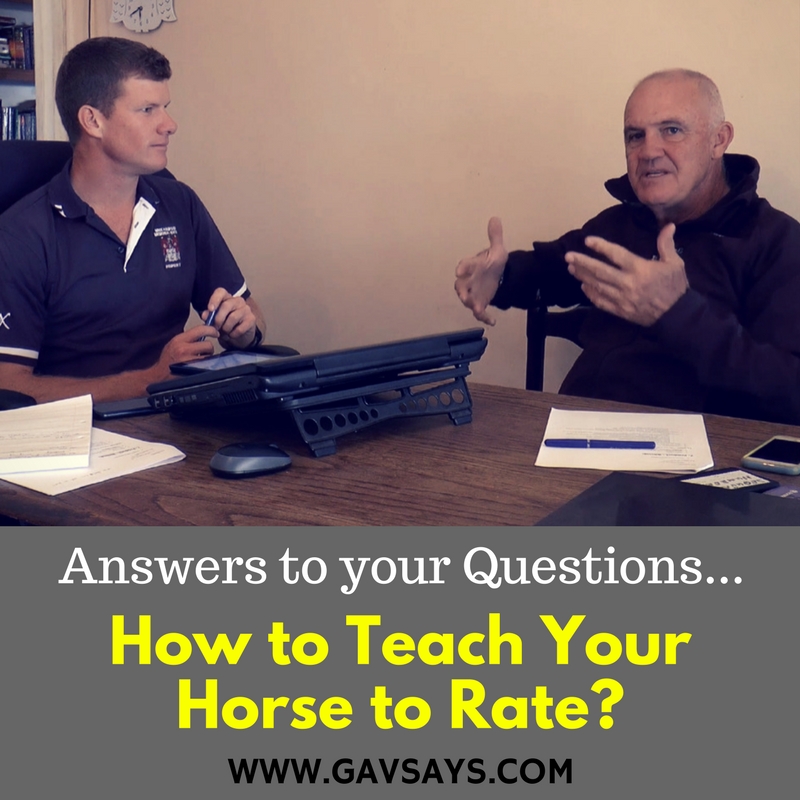 How to Teach Your Horse to Rate - Answers to Your Questions from GavSays